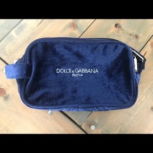 Dolce & Gabbana blue velvet makeup bag